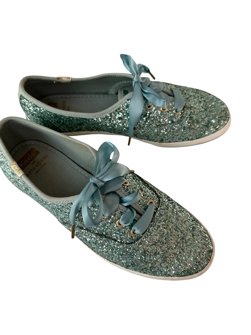 Keds X Kate Spade New York Champion Glitter Low-Top Sneakers, Aqua Blue, 7.5 - Picture 2 of 13